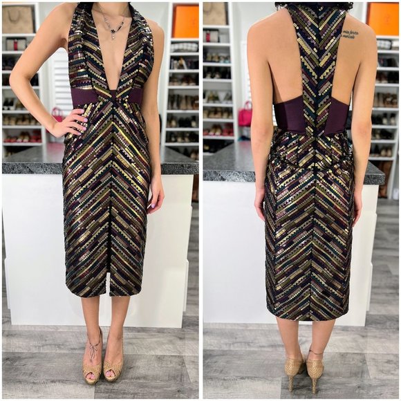 Gustavo Cadile Dresses & Skirts - Gustavo Cadile Purple Sequin Midi Gown $1175